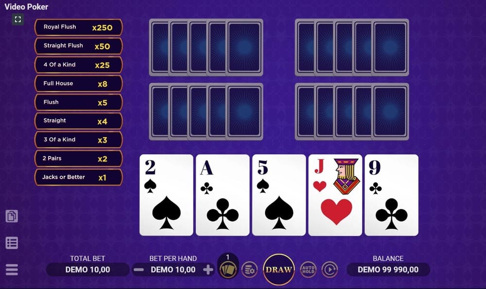 Video poker gameplay